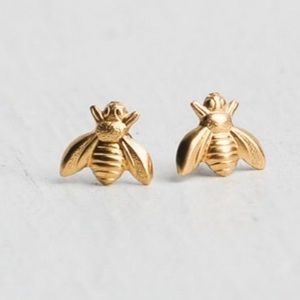 Bee Stud Earrings in Yellow Gold Tone